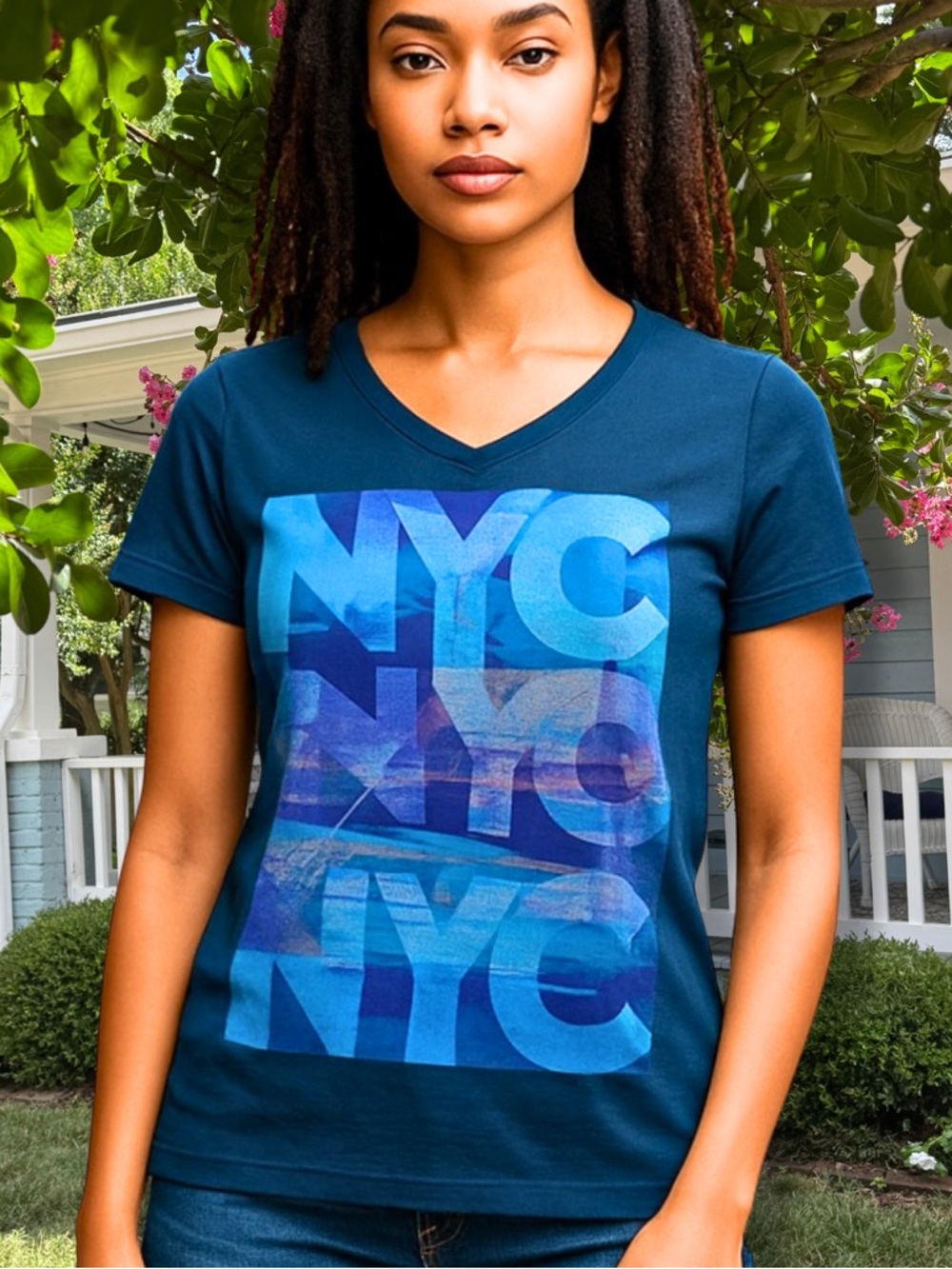 AEROPOSTALE T SHIRT Graphic Baby Tee Shirt Top NYC in Blue Purple Women’s Size S